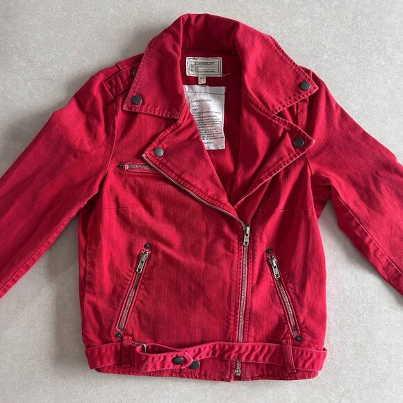 Current/Elliot Denim The Biker Jacket in Victory Red ASO Aria Montgomery - Picture 7 of 13
